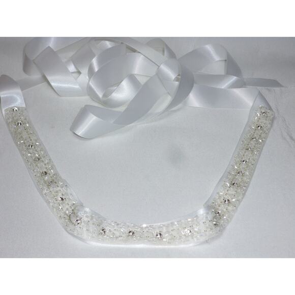 rhinestone beaded skinny belt bridal dress belt crystal rhinestone sash belt - Picture 1 of 5